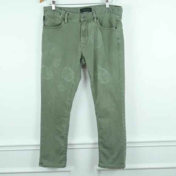 John Varvatos 32 Pants Bowery Olive Drab DISTRESSED 36x28 actual Grunge Rocker - Picture 1 of 11